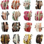 16pcs Handmade Braided Multi Layers Vintage Woven Rope Woven Leather Alloy Owl Infinity Wrap Bangle Bracelets by OUR SUPER DEALS