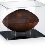 All Clear Acrylic Football Display Case, Assembly Box for Football Display, High-end Memory Box for Football & Memorabilia (12x8x9”)