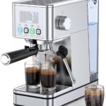 Espresso Machine 20 Bar, Stainless Compact Espresso Maker with Steam Milk Frother, 57.5OZ Water Tank, Touch Screen Indicator of Making Time, for Latte, Cappuccino, Silver (2025 updated model)