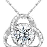 MOOSEA Love Knot Moissanite Necklace for Women, 1-3 ct D Color VVS1 Clarity 925 Sterling Silver Moissanite Pendant Necklace, Anniversary Birthday Gifts for Women Wife Mom Girlfriend Jewelry Gifts