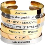 MignonandMignon Personalized Cuff Bracelet Custom Engraved Name, Inspirational Message, Coordinate Bangle for Graduation, Friendship, or Bridesmaid Gift – FBR