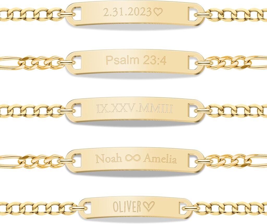 Personalized Sterling Silver/Stainless Steel Bar ID Bracelet – Custom Engraved Inspirational Words, Dates or Names- Adjustable – Gift Box Included – Elegant Jewelry for Anniversary, Birthday, Weddings