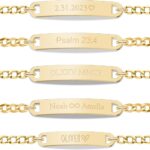 Personalized Sterling Silver/Stainless Steel Bar ID Bracelet – Custom Engraved Inspirational Words, Dates or Names- Adjustable – Gift Box Included – Elegant Jewelry for Anniversary, Birthday, Weddings