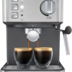 Mr. Coffee Compact Espresso Maker, Espresso Machine With Steam Wand, 15-Bar Pump Automatic Espresso Machine