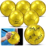 6/9 Pcs Gold Autograph Soccer Ball Official Size 2 Mini Trophy Soccer Golden Custom Football with Air Pump for Trophies Anniversary College Coaching Gift Awards Party