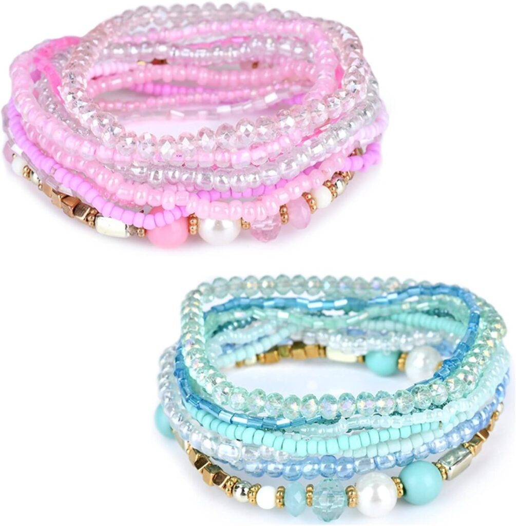 Fuqimanman2020 Bohemian Crystal Beaded Stackable Bracelets Handmade Colorful Crystal Pearl Seed Beads Bracelets for Women Jewelry