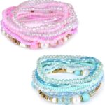 Fuqimanman2020 Bohemian Crystal Beaded Stackable Bracelets Handmade Colorful Crystal Pearl Seed Beads Bracelets for Women Jewelry