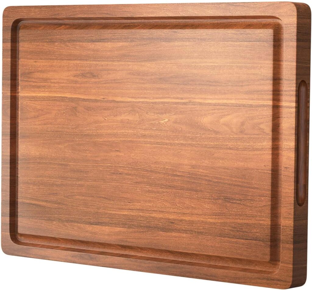 Acacia Wood Cutting Board for Kitchen,24x18x1.2 Inch Wooden Charcuterie Board with Deep Juice Groove & Handle, Extra Large Heavy Duty Butcher Block for Meat, Cheese, Vegetables, Fruits