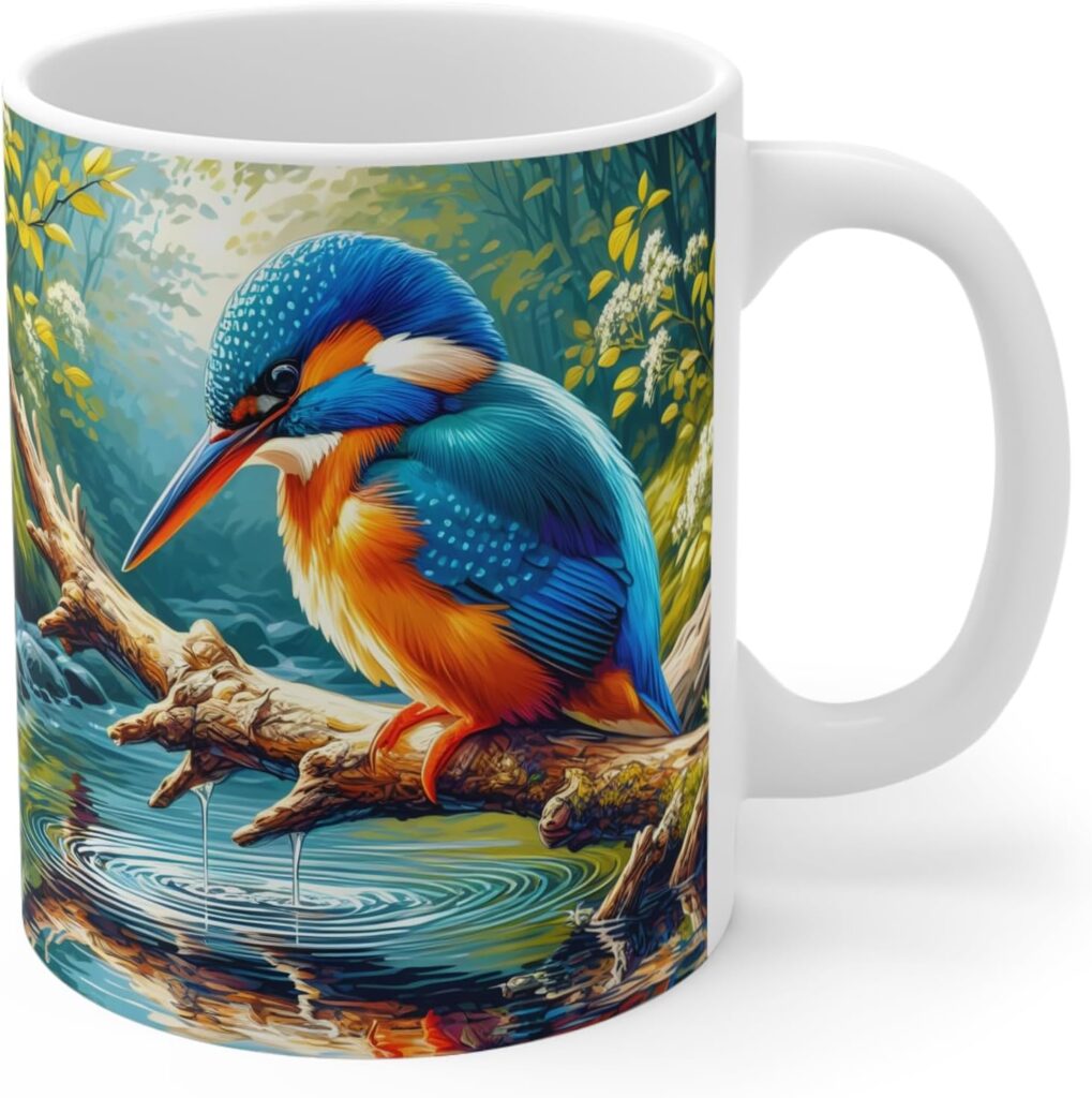Beautiful Bird Lover Coffee Mug Kingfisher Colorful Cute Animal 11oz Ceramic