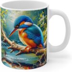 Beautiful Bird Lover Coffee Mug Kingfisher Colorful Cute Animal 11oz Ceramic