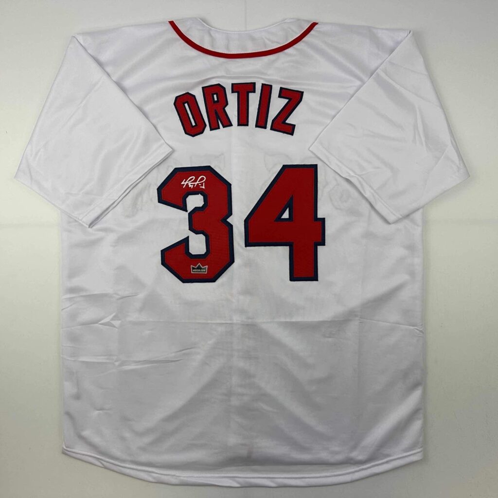 Facsimile Autographed David Ortiz Boston White Reprint Laser Auto Baseball Jersey Size Men’s XL