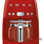 Smeg 50’s Retro Style Aesthetic Drip Coffee Machine with 10 Cup Glass Carafe, Auto Start Feature, Keep Warm Plate, and Two Coffee Strength Settings (Red)