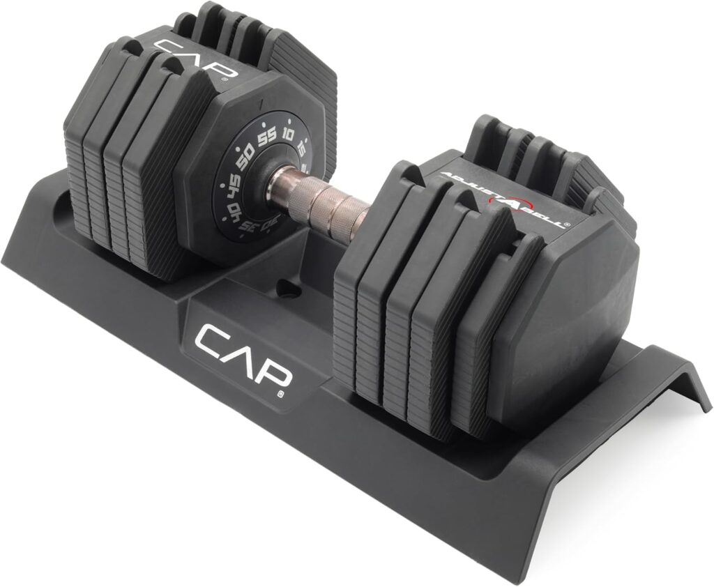 CAP Barbell ADJUSTABELL Adjustable 55 lb Hex Dumbbell Weights – Singles & Pairs | Multiple Handle Options