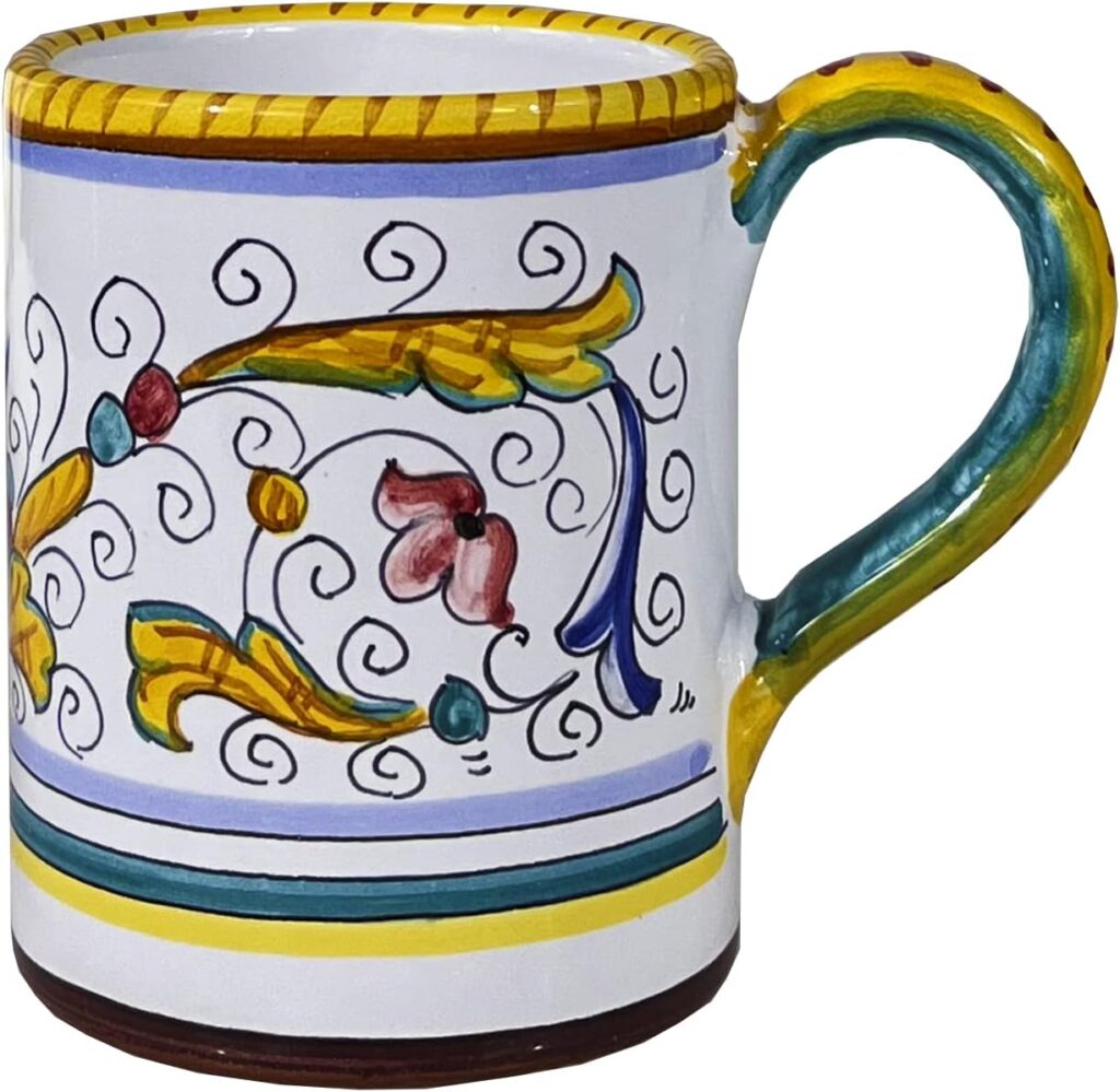 GUTE Raffaellesco Mug, 12 oz/350 mL – Authentic Italian Ceramics Handcrafted & Handpainted in Deruta, Italy