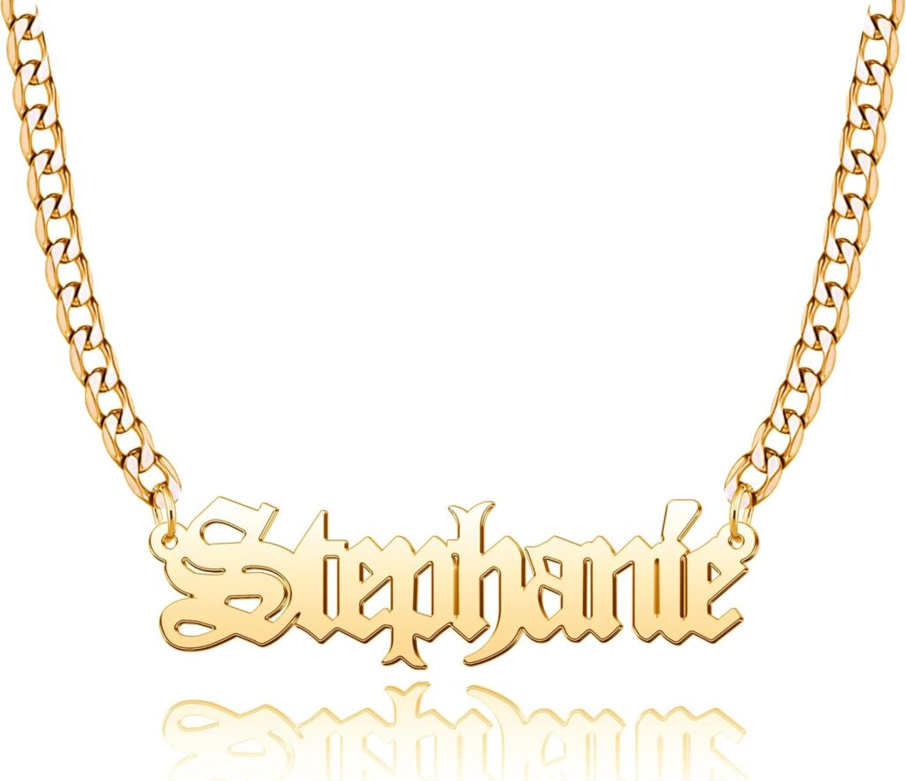 DemiJewelry Custom Name Necklace Engraved Gold Plated Personalized Sterling Silver Heart Crown Pendant Gift for Women