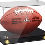 KKU Acrylic Football Display Case – Clear Double Tier Black Stand for Signed Autographed Football Display