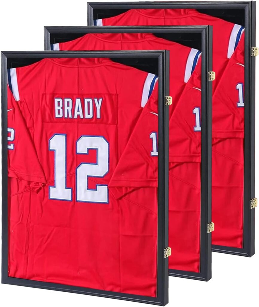 Jersey Frame Display Case 3 Pack – Jersey Display Case Jersey Shadow Box with Uv Protection Acrylic and Hanger for Baseball Basketball Football Soccer Hockey Sport Shirt and Uniform,Black Finish