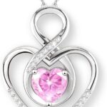 Heart Necklace for Women, 925 Silver Necklace with Infinity Heart Pendant, Personalized Birthstone Necklace Anniversary Birthday Gifts for Wife, Girlfriend, Mom