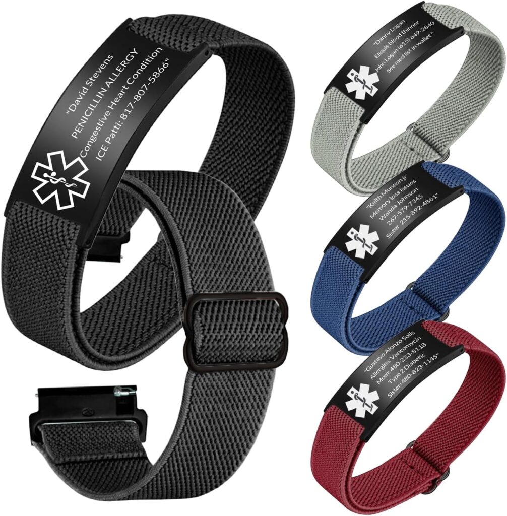 Personalized Medical Alert Bracelet, Custom medical Emergency Bracelet with Name Text, Customized Medical Id Bracelets Gift for Men Women Dad Father Day