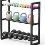 Pickpiff Adjustable 3-Tier Dumbbell Rack –Sturdy Heavy-Duty Metal Weight Storage Stand for Dumbbells and More – Space-Efficient Home Gym Organizer – 600 lb Capacity (Dumbbells Not Included)