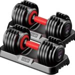 25/55LB Adjustable Dumbbell Set,10 in 1 Free Weights Dumbbell with Anti-Slip Texture Handle,1 Sec Speed Adjustment Men/Women Gym and Home Strength Training Equipment.