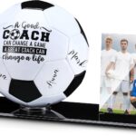 Seematn Autograph Printed Football with Acrylic Stand and Signature Pen Pump Thanks Football Coach Gift Set Two Panels Signature Official Size Coach Gifts for School College Graduation