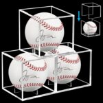 Baseball Display Case, UV Protected Baseball Holder Display Case for Official Size Balls, 3/6/9/12 Pcs Available Baseball Box, Clear Acrylic Memorabilia Autograph Square Cube (3 pcs)