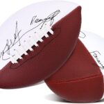 Poen 2 Pcs Autograph Football 12 Inch Blank Football for Signing with 2 Brown and 2 White Panels Signature Blank Full Size Football for Rugby Game Football Trophy Anniversary Graduation Signing