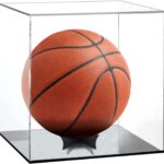 Clear Basketball Display Case Acrylic Box Football Basketball Storage Collectible Sports Memorabilia Holder with Stand(Product Includes Protective Film on Both Sides)