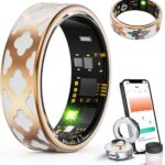 Smart Ring for Women Man, Health Fitness Tracker, IP68 Waterproof Sleep Monitoring with Charging Case and Ring Protector, Remote Photography, No Subscription Fee for iPhone & Android (Rose Gold, 10#)
