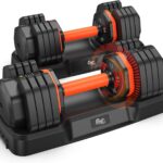 FLYBIRD Adjustable Dumbbell Set of 2, 110LB/50LB Weights Dumbbell Set for Home Gym Exercise & Fitness, Fast Change Weights with Anti-Slip Handle, Multiweight Options for Full Body Workout