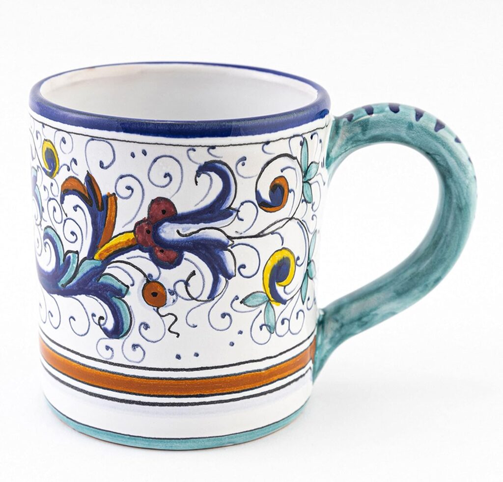 Fima Italian Ceramic Mug Ricco Deruta Blu – Hand Made Pottery Coffee Mugs, Deruta Italian Pottery, Painted Mug, Italian Ceramic, Made in Italy, Painted Coffee Mug, Mugs Handmade