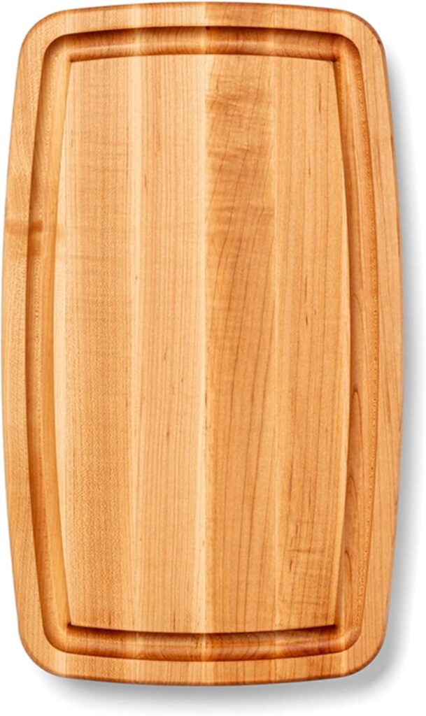 John Boos CB Series Rectangular Wooden Maple Cutting Board 18”x10.5” – 1.5” Thick, 8-lb Reversible Butcher Block with Rounded Edges, Juice Groove, Edge-Grain & Finger Grips – Made in the USA
