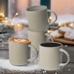 Ceramic Coffee Mugs, 12 oz, White, Handcrafted with Handle, Dishwasher & Microwave Safe (4)