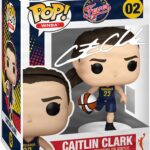 Caitlin Clark #02 Rookie Season Facsimile Signed Reprint Laser Autographed Funko POP! Basketball WNBA: Indiana Fever Figurine with HOFSM Protector Case