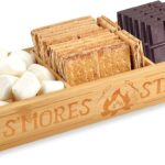 WANGDEFA S’mores Station Box Smores Caddy Smores Tray Smores Basket for Fire Pit S’mores Bar Holder Wooden Organizer Box for Serving Snacks Camping BBQ Accessories Displaying Utensils
