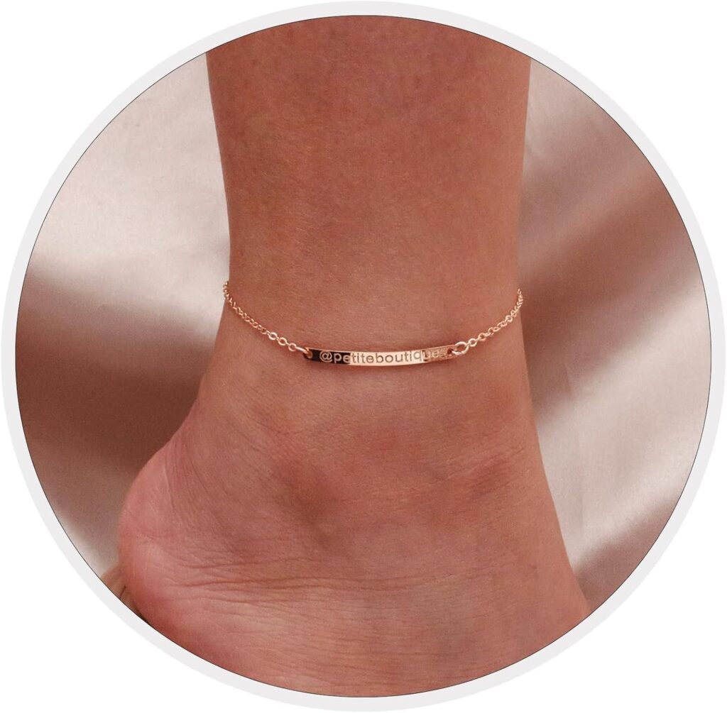 Petite Boutique Personalized Anklet Mothers Day Gift 16K Plated Gold Rose Gold Silver multi occasions valentine’s Day Christmas Bridesmaid Wedding gift