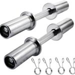 16″ Olympic Dumbbell Handle Pair – Solid Adjustable Dumbbell Bars With Spring Collars 2” Can Load(150LB/350LB), Suitable For Home Gym Exercise
