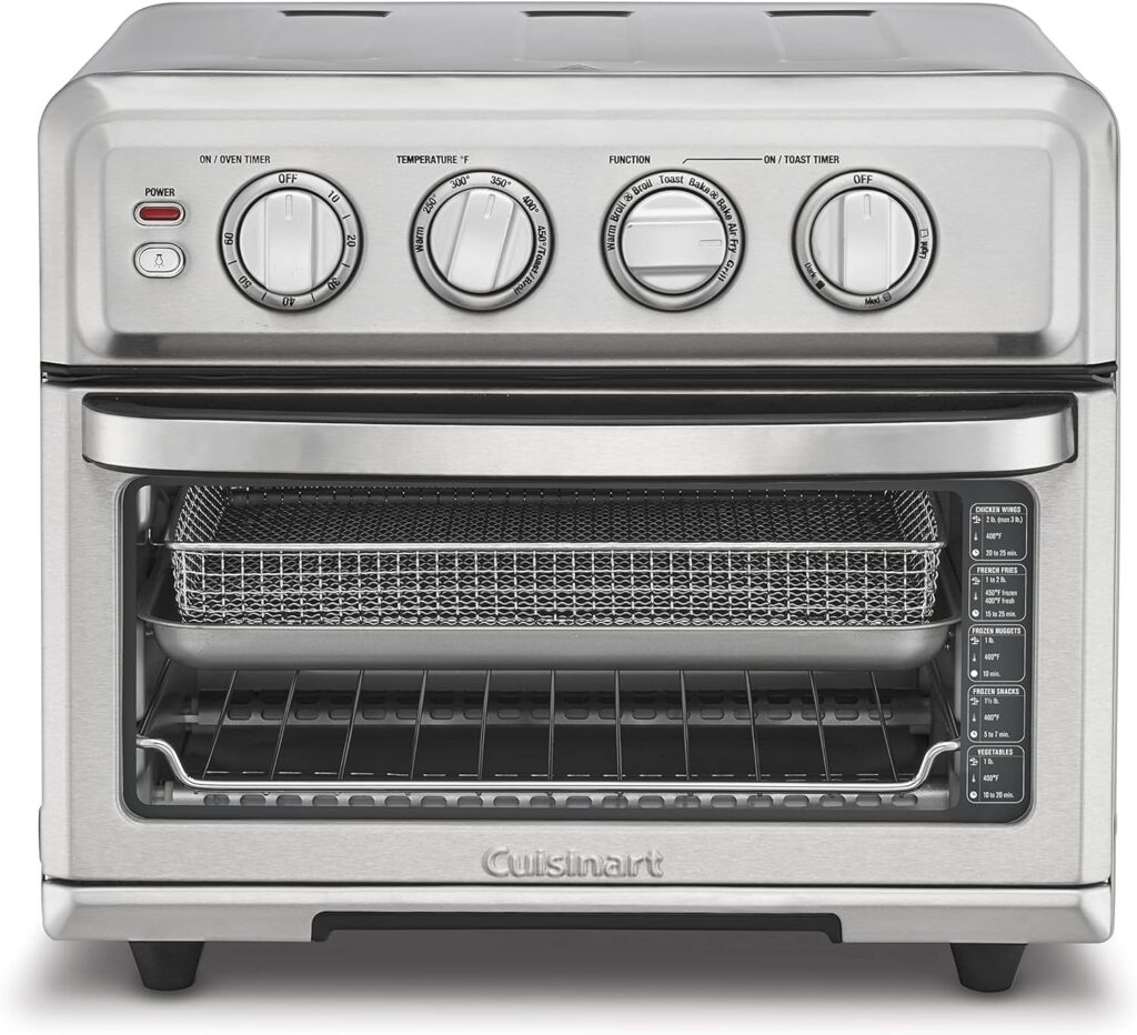 Cuisinart Air Fryer Toaster Oven with Grill, 1800W 8-1 Air Fryer Oven with Bake, Convection Bake, Grill, Broil and Warm Options, Large Capacity, 60-Minute Timer, TOA-70NAS, Stainless Steel