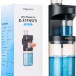 Automatic Mouthwash Dispenser for Bathroom,Bathroom Accessories 19.4 Fl Oz Dispensers with Magnetic Cups,Wall Mounted Dispenser,Suitable for All Age Groups,Black