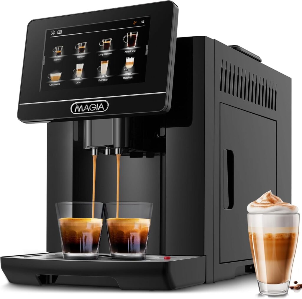 Zulay Magia Fully Automatic Espresso Machine With Grinder – 19 Customizable Coffee Options – Auto-Cleaning For Easy Maintenance – Milk-Foam System For Latte, Cappuccino, Macchiato – OG Black