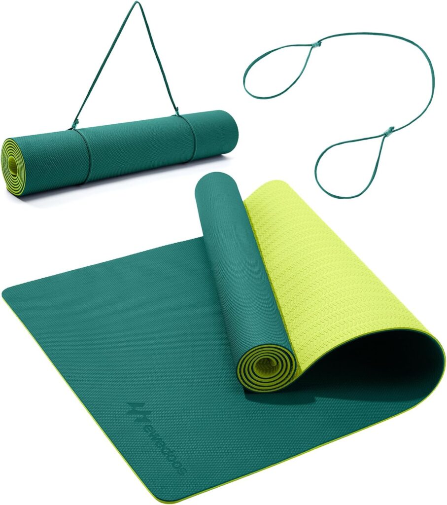 Ewedoos Eco Friendly Yoga Mat Thick TPE Yoga Mat Non Slip Yoga Mats Anti-tear Exercise Workout Mat for Women Men Kids Yoga, Pilates and Fitness