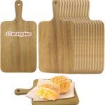 15 Pack Acacia Wood Cutting Board Bulk Wooden Serving Tray Kitchen Chopping Boards with Handle for Laser Engraving DIY Gift (13.8 x 7 Inch)