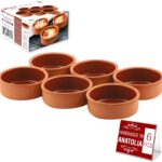 Hakan Hitit Clay Bowl Set of 6, Terracotta 4.5-inch Bowls, 8.5 Oz Glazed Inside Ancient Pottery, Cooking Clay Bowls in Box, Turkish Clay Yogurt Pots, Earthenware for Mexican Dishes, 6 Pcs, 250 cc