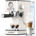 Spacekey Espresso Machine 20 Bar, Espresso Maker with Milk Frother Steam Wand, Stainless Steel Espresso Coffee Machines for Home, Cappuccino, Latte Maker with 58oz Removable Water Tank, White