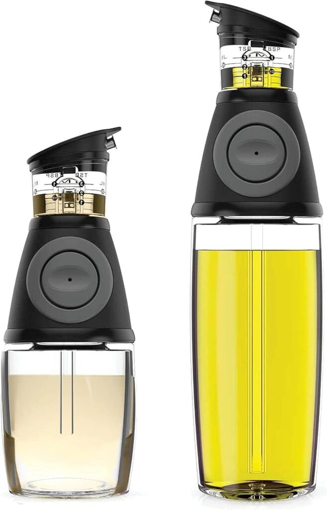 Belwares Olive Oil Dispenser Bottle with Pump – Oil Dispenser for Kitchen, Glass Oil and Vinegar Dispenser Set, Measured Cruet for Cooking – Ideal Oil Bottles for Kitchen Gadgets & Gifts, 2 Pack