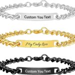 Custom Name Bar Bracelet Personalized,Engraved Stainless Steel ID Name Bracelets -Personalized Gift for Men Women Lover