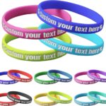 Custom rubber bracelets 50-1000PCS Bulk Personalized Silicone Wristbands for Events. customized Wristbands with Holiday gifts,promotions,Events,Support, Fundraisers, Awareness