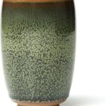 Tenmoku Coffee Mug, Handmade Jianzhan Ceramic Teacup, 12 oz Cylindrical Porcelain Mug for Tea, Coffee and Beer, Gift for Tea Lovers (Partridge Glaze)