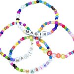 Magik 2 Pack Handmade Custom Name Seed Bead Bracelet or Anklet – Mama Stretch Beaded Bracelet for Women, Girls | Thoughtful Holiday Christmas, Mother’s Day, Birthday Gift
